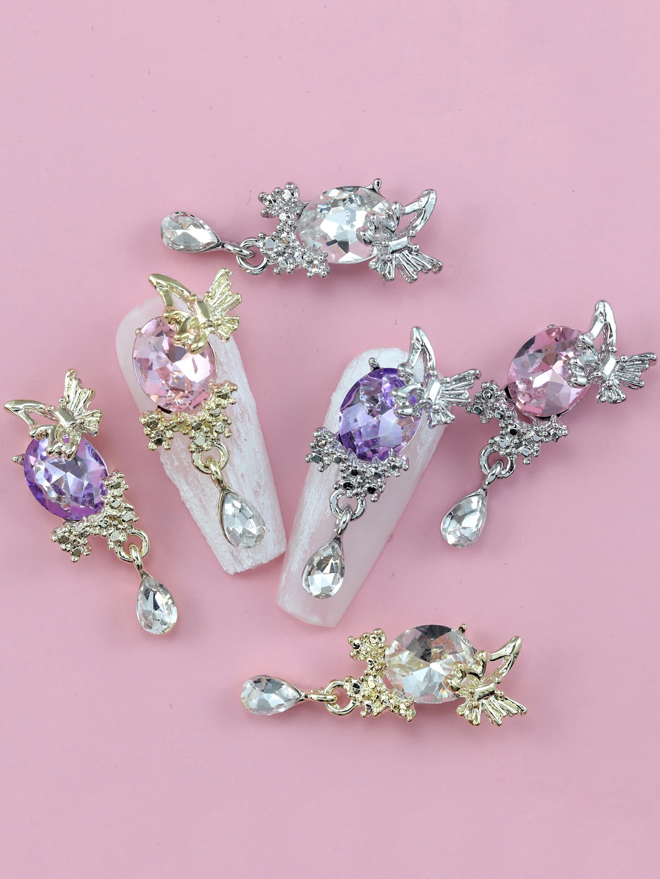 10pcs Nail Art Nail Charm Nail Accessories Luxury Flower tassel Pendant Shining Nail Gem DIY Nail Shop, Nail Technician