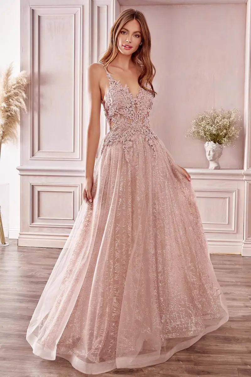 Elegant Double V-neck Tulle Appliques Lace A-Line Formal Evening Dress Bling Ruffles Ruched Beautiful Prom Dress Cocktail Gowns