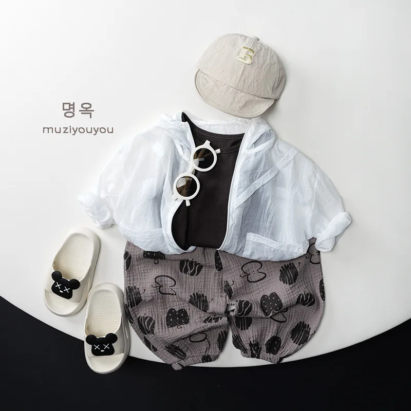 

Coat Children Girl Boy Summer Autumn New Style Lightweight Solid Hoodie Sun Shirts Versatile Fashion Casual Brief Korean
