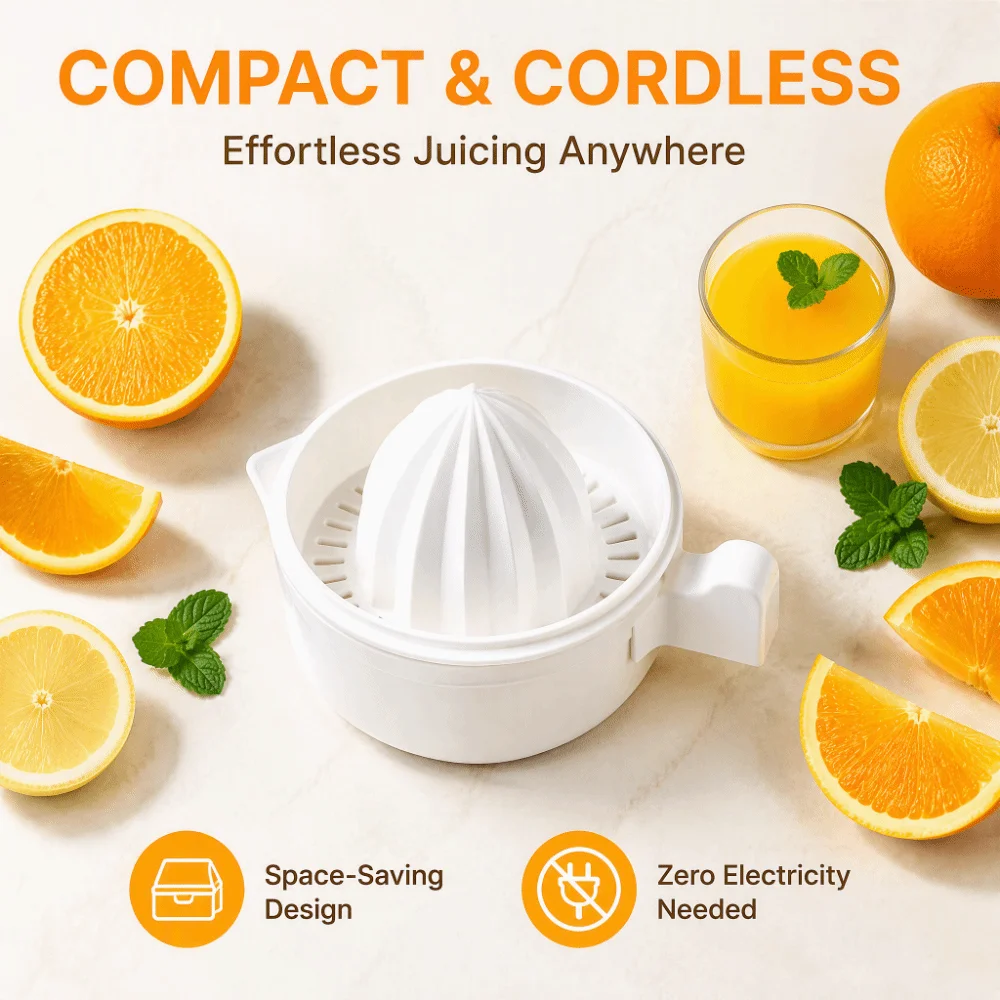 Plastic Manual Citrus Juicer White Double Layer Lemon Squeezer Hand Operated Easy Clean Fruit Press Home Kitchen Gadget