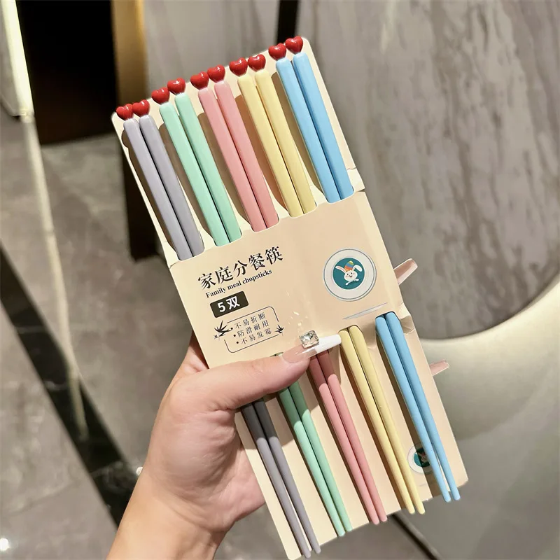 

New Solid Color Love Alloy Chopsticks Home Anti Mold and High Beauty One Person One Chopstick Food Grade Easy To Clean Chopstick