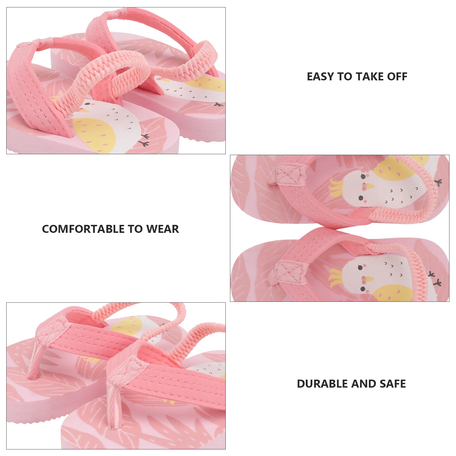 

1Pair Children Summer Beach Slippers Lightweight Breathable Flat Sole Cartoon Kids Footwear Non-Skid Vacation Shoes