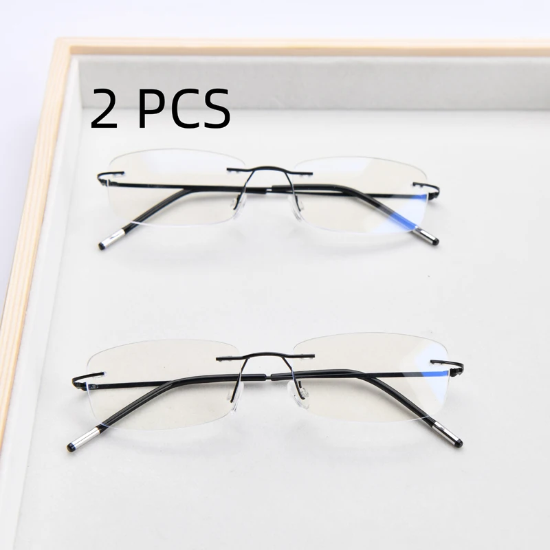 2PCS Anzug Luxus Rahmenlose Schneiden Lesebrille Männer Business Randlose Brillen Frauen Ultra-licht Presbyopie Brillen – Detail 4