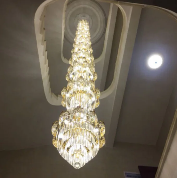 

Villa, living room, chandelier, light luxury, crystal, stairs, modern, simple