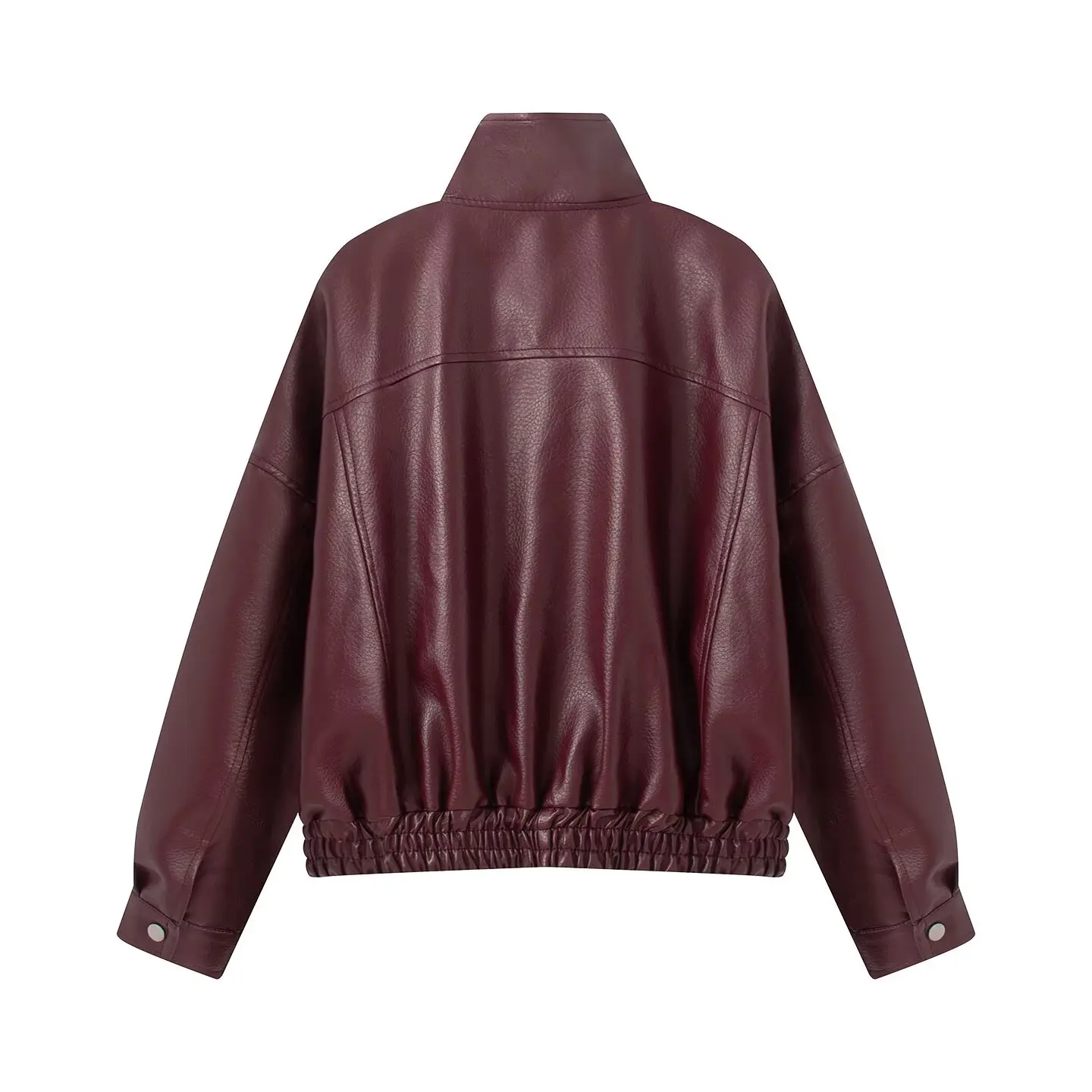 BSAY 2026 Neue Damen Vintage Mode Kunstleder-Motorradjacke mit Reverskragen, Gürtel-Dekor, Taschen, Elastischem Saum, Lässiger Kurzer Mantel – Detail 4