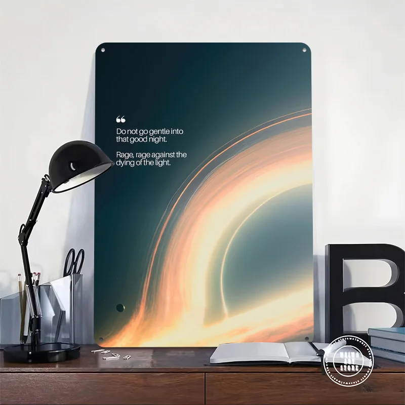 Interstellar Black Hole Quote 3D Printed Texture Poster Personalized Wall Art Retro Metal Tin Signs for Bar Accessories Decor