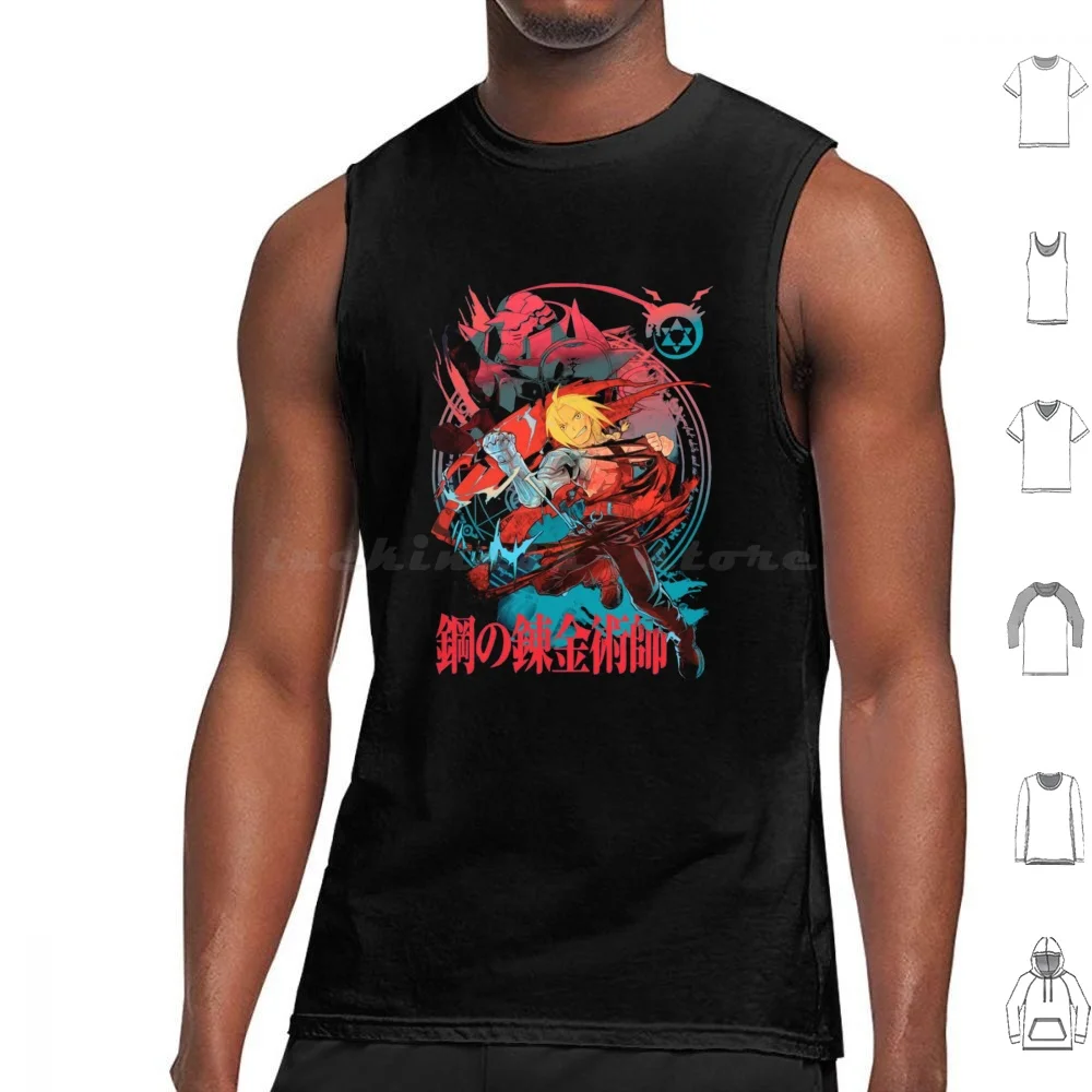 Fullmetal Tank Tops Print Cotton Anime Alchemist Manga Fullmetal Alchemist Fullmetal Full Metal Alchemist