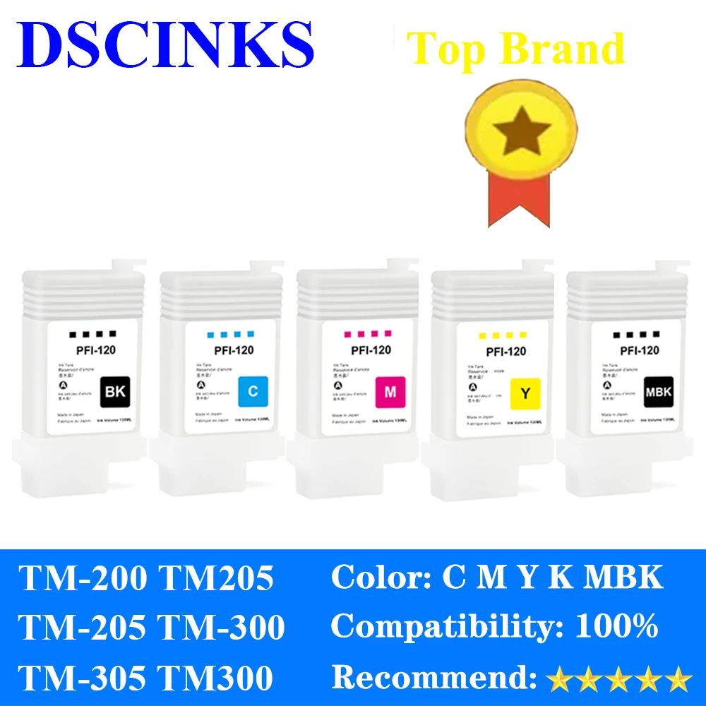 For Canon PFI 120 PFI120 Refillable Ink Cartridge for Canon TM200 TM205 TM300 TM305 200 205 300 305 printer with chips
