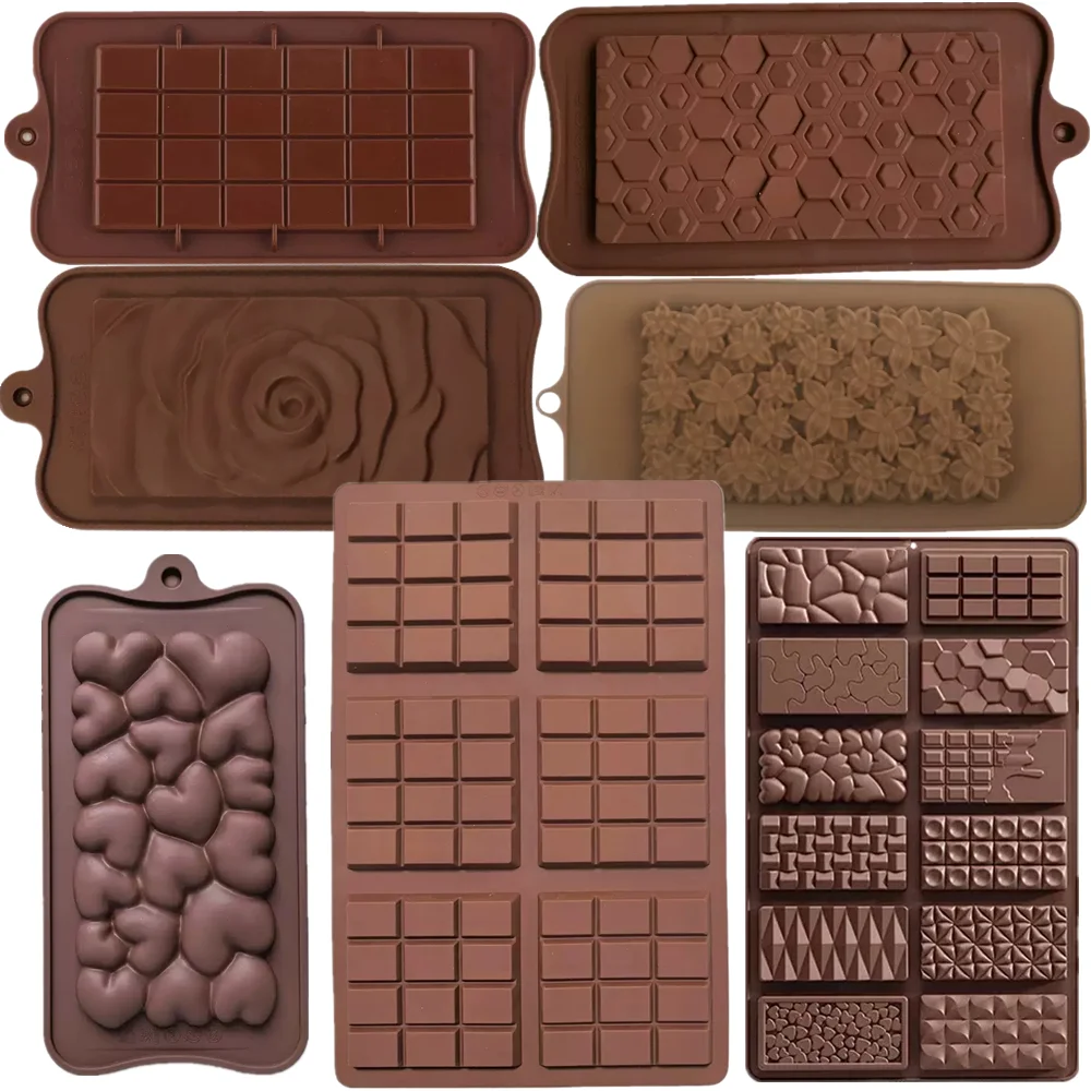 Molde clásico de 1 pieza para barra de chocolate, con forma de corazón, antiadherente, para barras pequeñas de chocolate, moldes para cera fundida, barra de pistacho Dubai