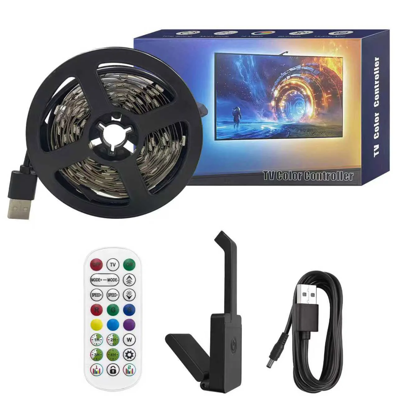 16.4 ft RGB LED Sync Light Strip, Change with light&Music, Remote and APP Control for 65-85