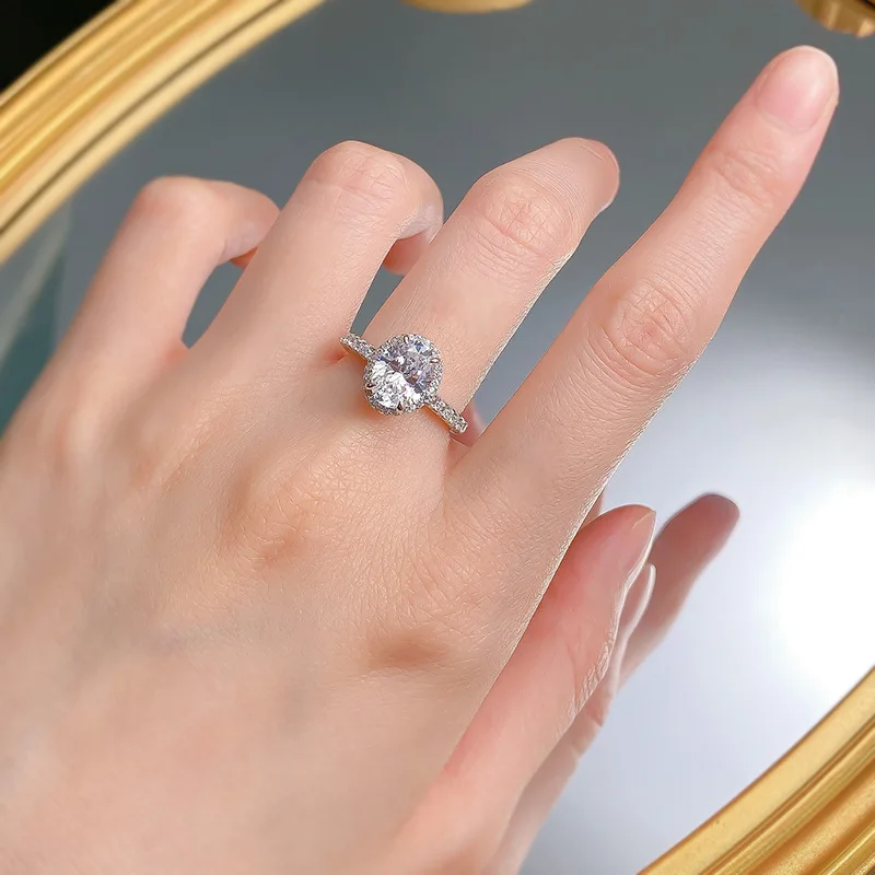 New S925 Sterling Silver Similar Diamond Moissanite Ring for Women Wedding Ring Anniversary Gift Birthday Fine Jewelry