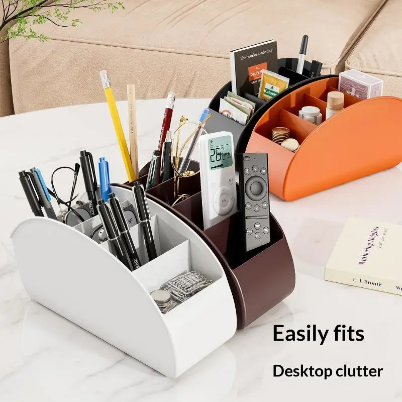 5 Compartments Remote Control Holder Desktop Cosmetics Storage Rack Multifunctional Office Supplies Pen Organizer Bedside Table