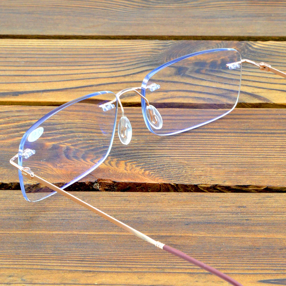Rimless Gold Color Frame Rectangle Spectacles Coating Lenses See Near N Far Progressive Multi-focus Reading Glasses +0.75 To +4