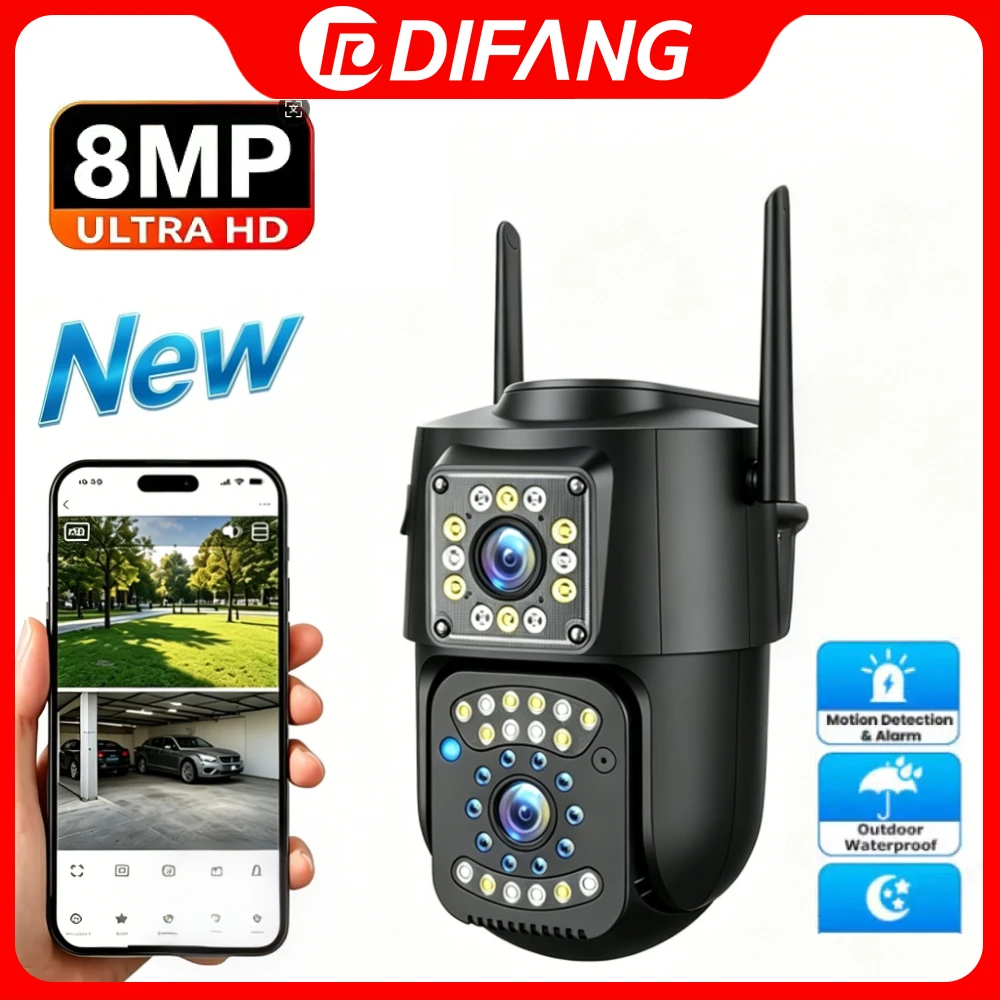 

V380 Pro Новая 8-мегапиксельная Wi-Fi IP-камера 360° ° PTZ-камера с двумя экранами, 4K видеонаблюдение, Wi-Fi, CCTV, защита, мини-камера 4K