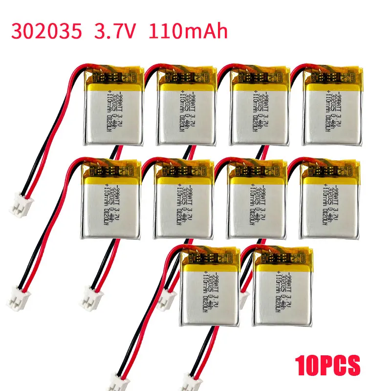 10pcs 302025 402025 402028 302030 Lipo Lithium Battery 3.7 V 110mAh Li-Polymer for Bluetooth Wireless Headset Smart Watch Toys