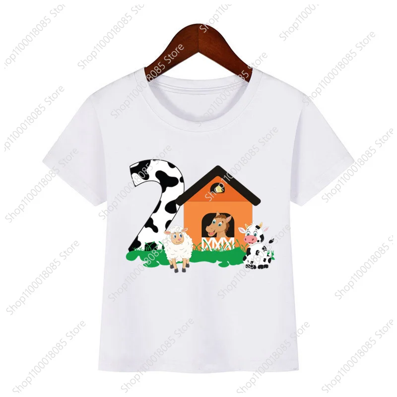 

Kids Cow Farm Animal Birthday Party Shirt T Shirts Boys Any Name My Boy Clothes Tops Family Matching Outfits