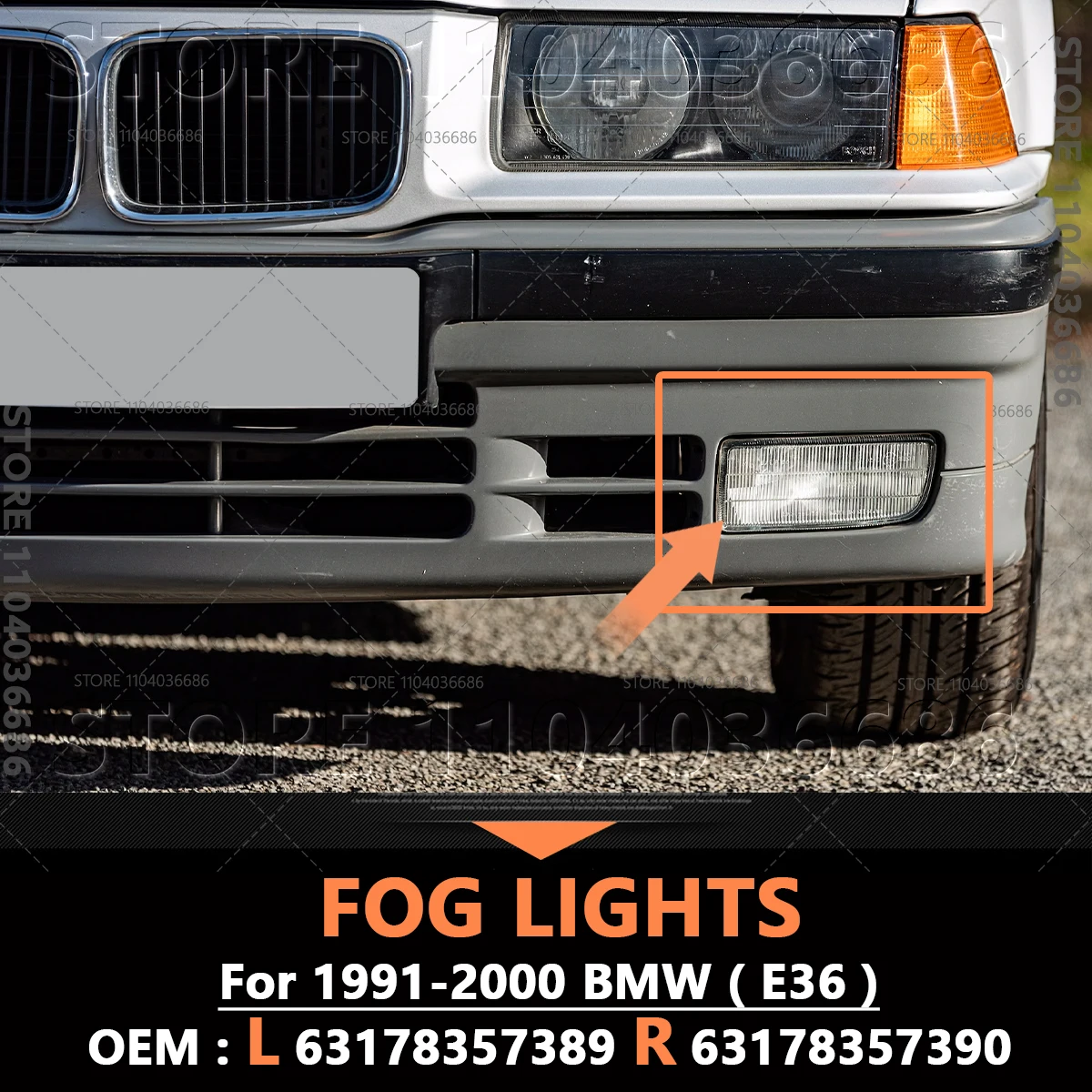 

For 1991-2000 BMW 318i 318is 318ti 320i 323i 325i 325is 328i M3 (E36) Front Bumper Fog Lights (no Bulbs) 63178357389 63178357390