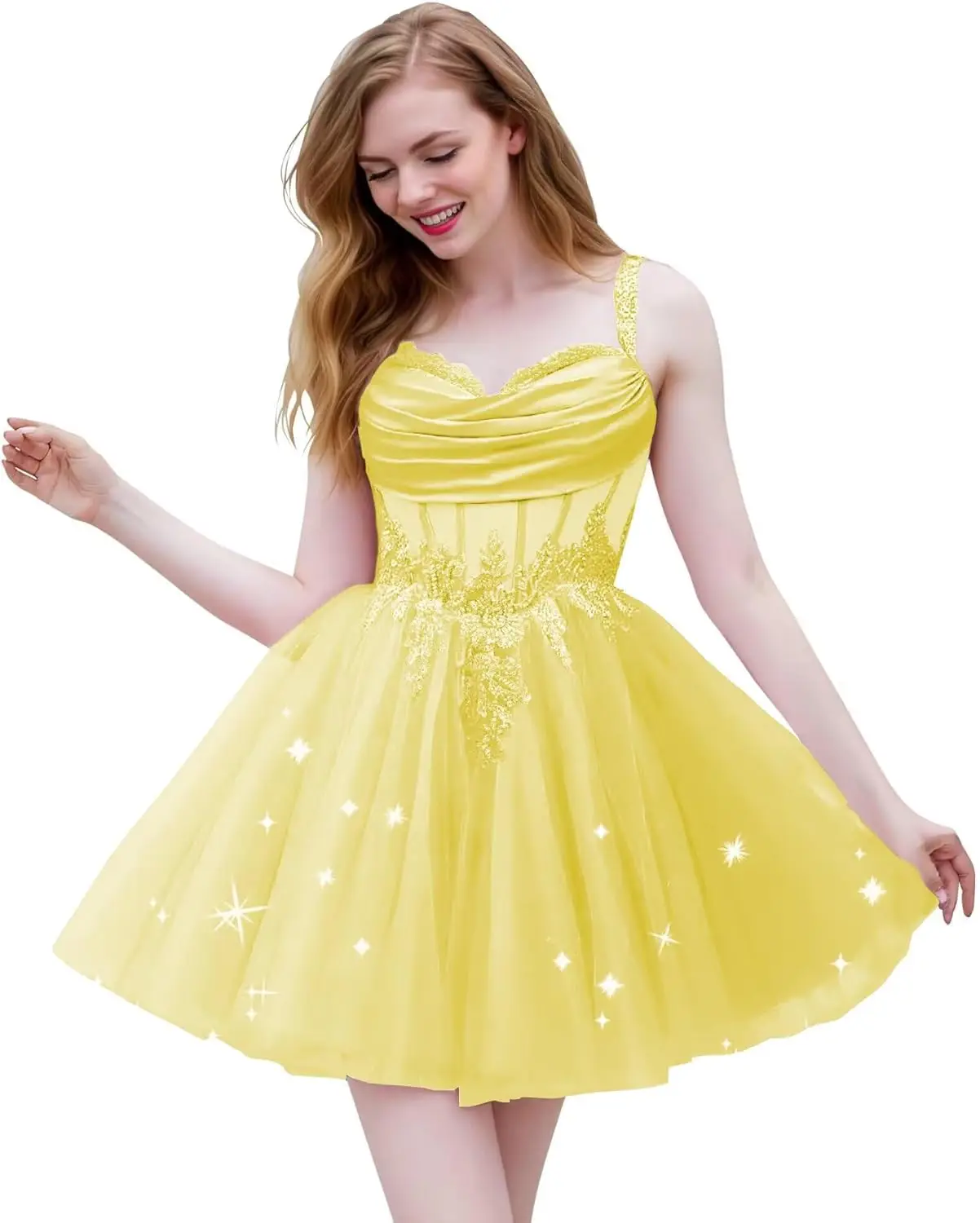 

Off Shoulder Short Homecoming Dresses for Teens Sparkly Tulle DAMA Dresses for Quinceanera 3D Floral Ball Gown Above Knee, Mini