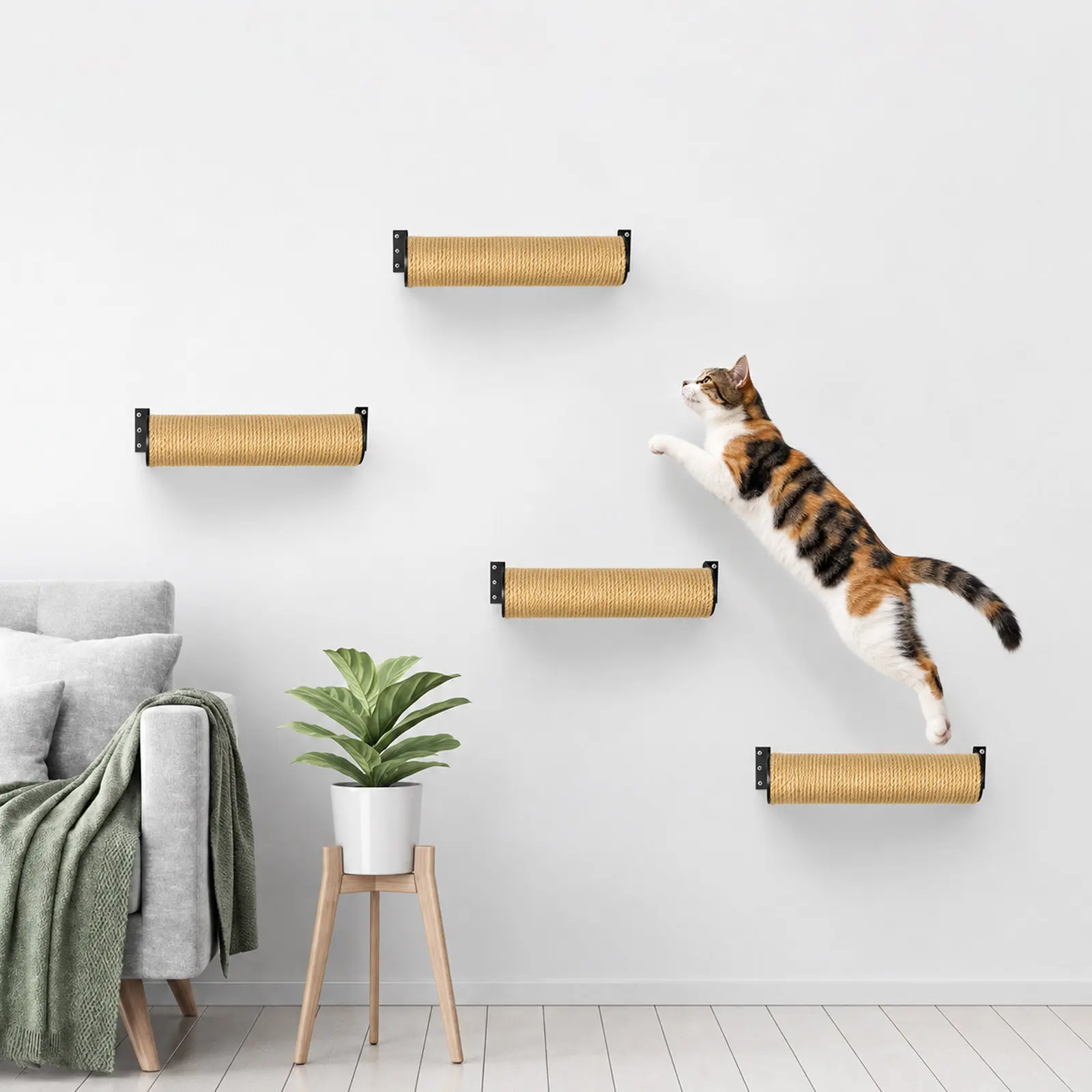 2Pcs Cat Tree Shelves Bracket Sturdy Wall Mounted Cat Shelf Fixator Metal Climbing Frame Accessories Replacement
