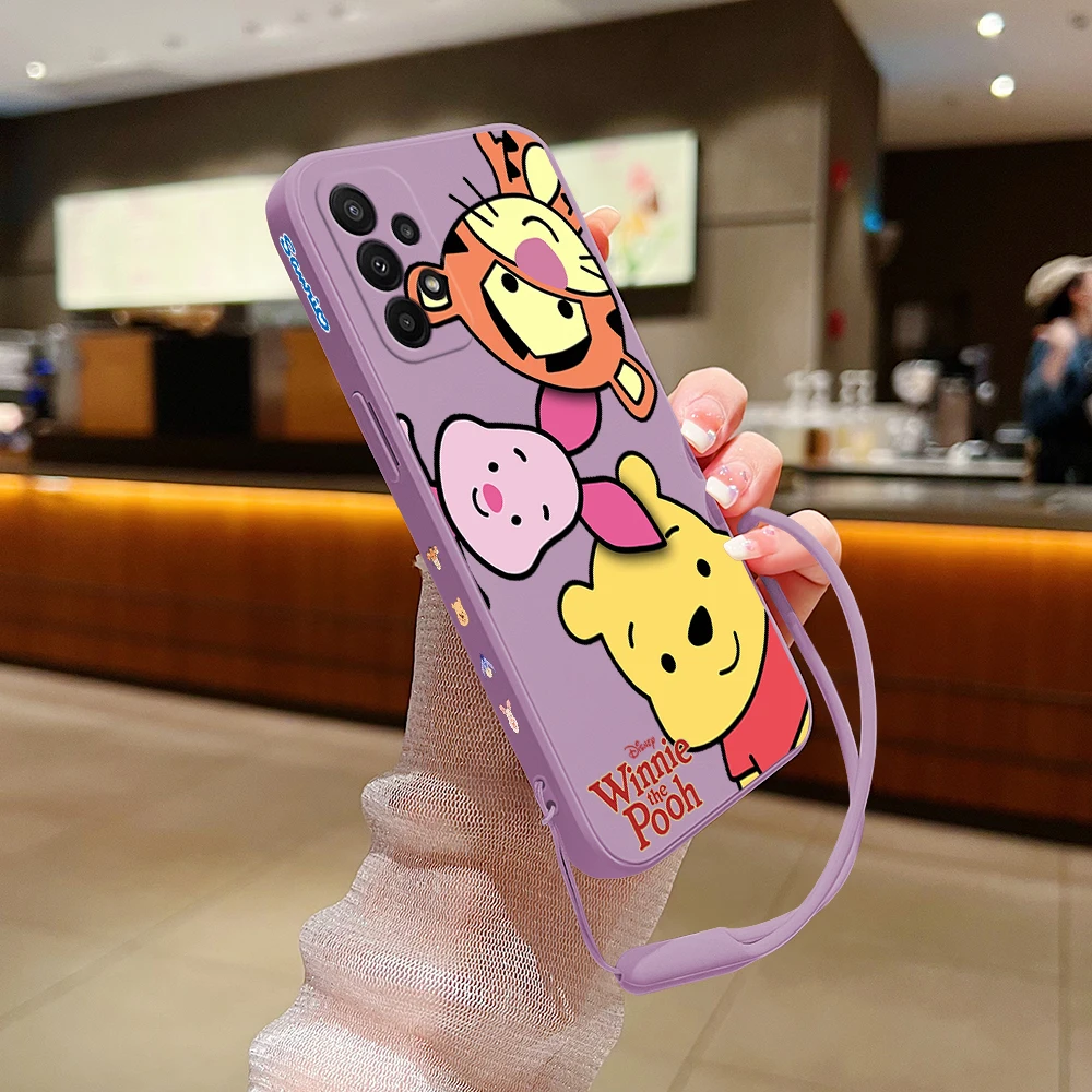 Disney Winnie the Pooh Case For Huawei P50 P40 P30 P20 Nova 9 9SE 8 8i Mate 40 30 20 Pro Lite P Smart 2021 Cover With Hand Strap