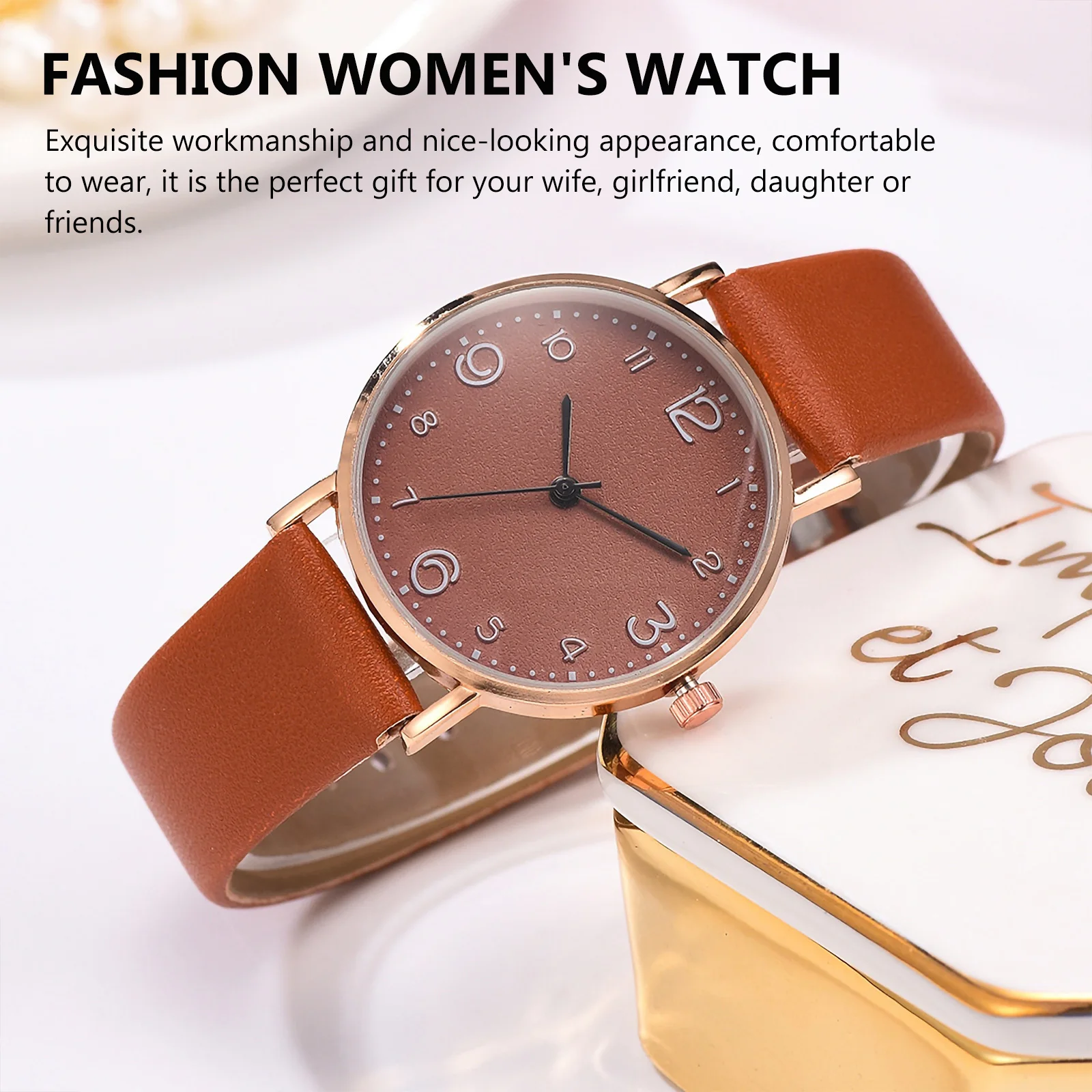 

Women's Watches Quartz Ladies Strap Wrist for Water Proof Brown Wristwatch Nurse