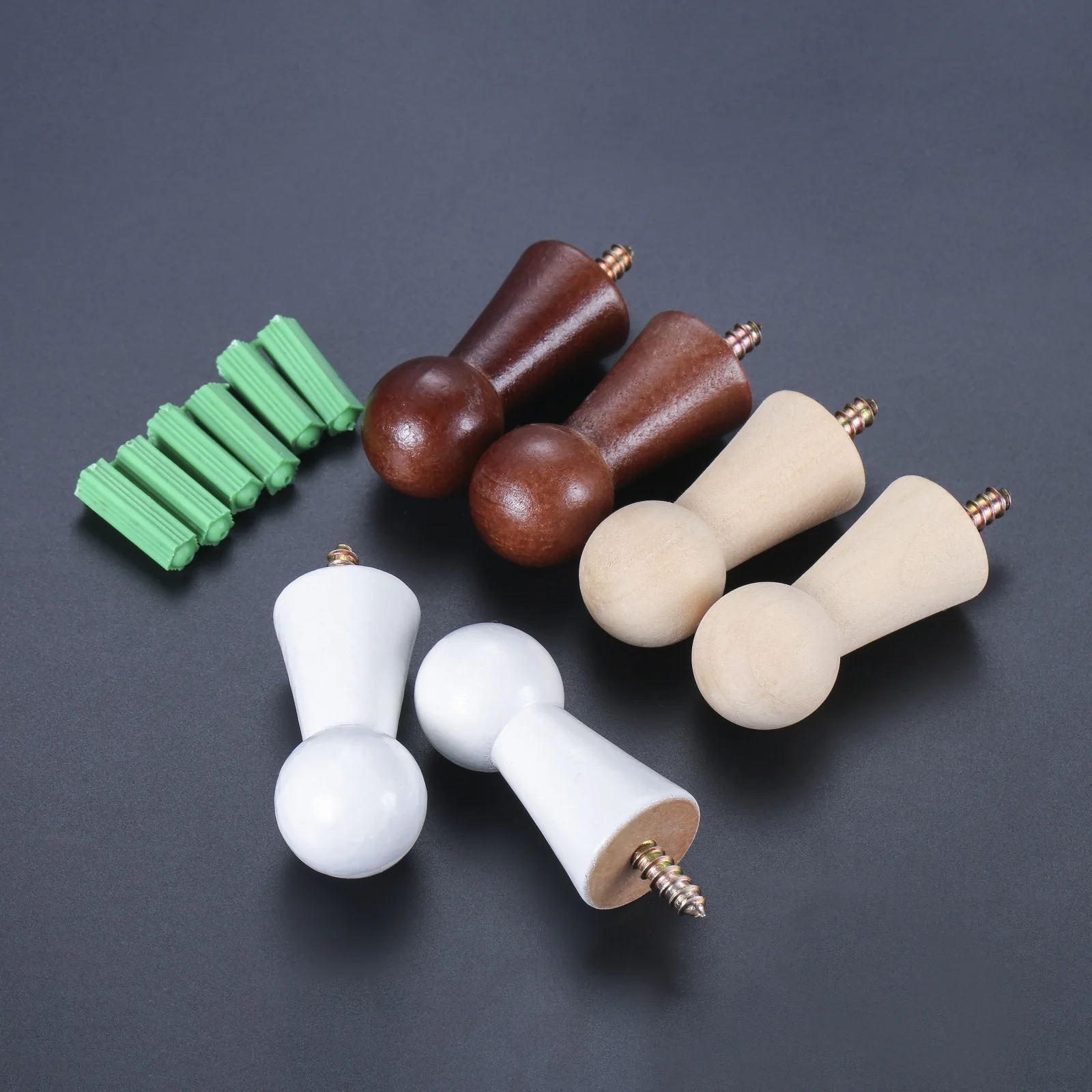 2pcs Doll-Shaped Screw-On Wooden Hook Coat Keys Towel Mug Shaker Peg Wood Hooks and Screws Wall Mounted Bathroom Kitchen Hanger