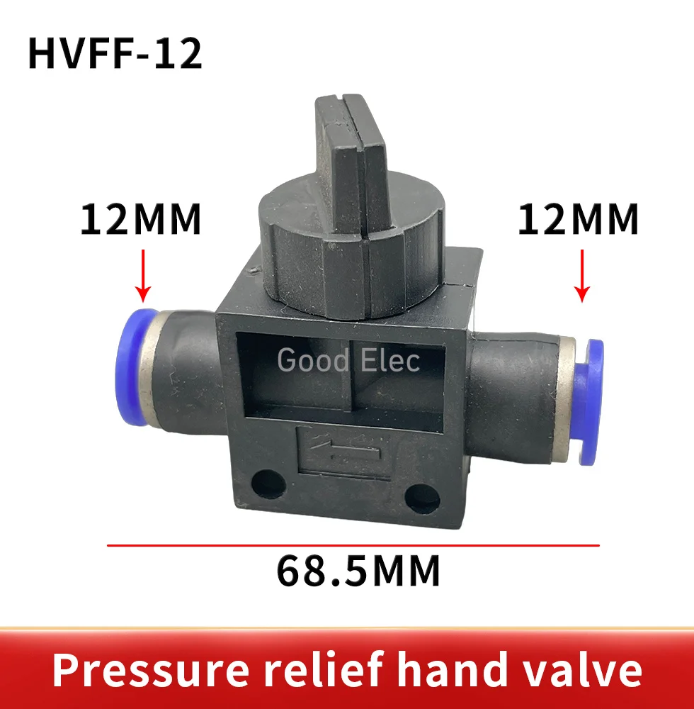 HVFF Pneumatische Anschlüsse Handventil 4 mm-12 mm Anschluss Schnellwanne für Schlauchrohrbegrenzung Geschwindigkeitsregelung