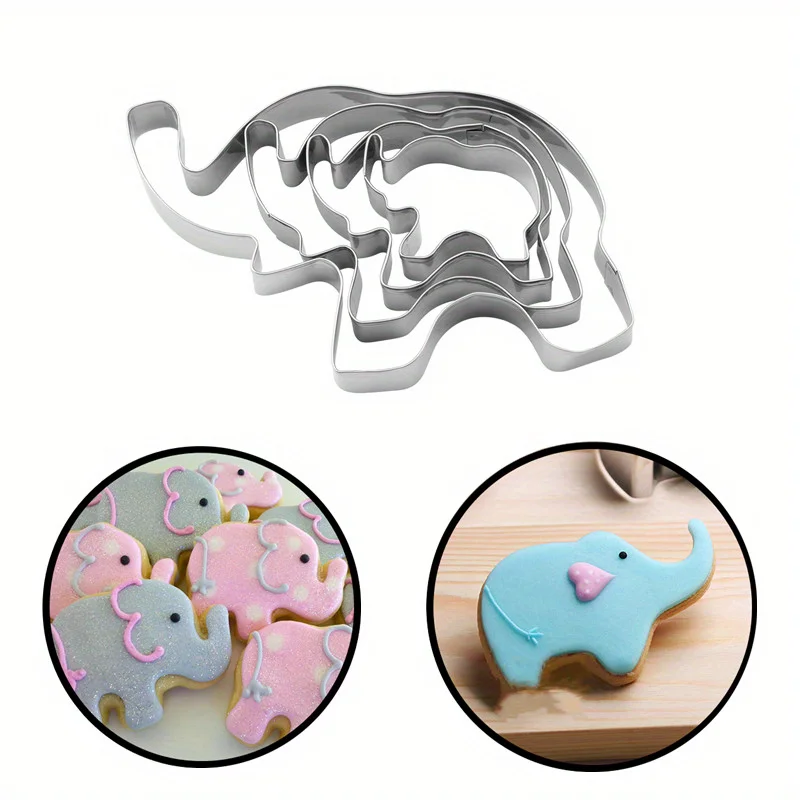 

4pcs/set Animal Stainless Steel Cookie Cutters Elephant Shape Cake Fondant Biscuit Pastry Mould Baking Tool Kitchen Gadget