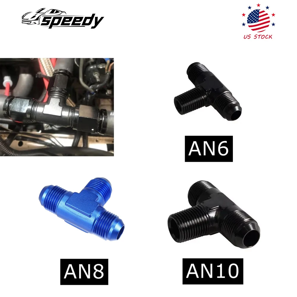6AN ~ 1/4" NPT, 8AN ~ 3/8" NPT, 10AN ~ 1/2" NPT 티 유니온 T 연료 호스 피팅 어댑터