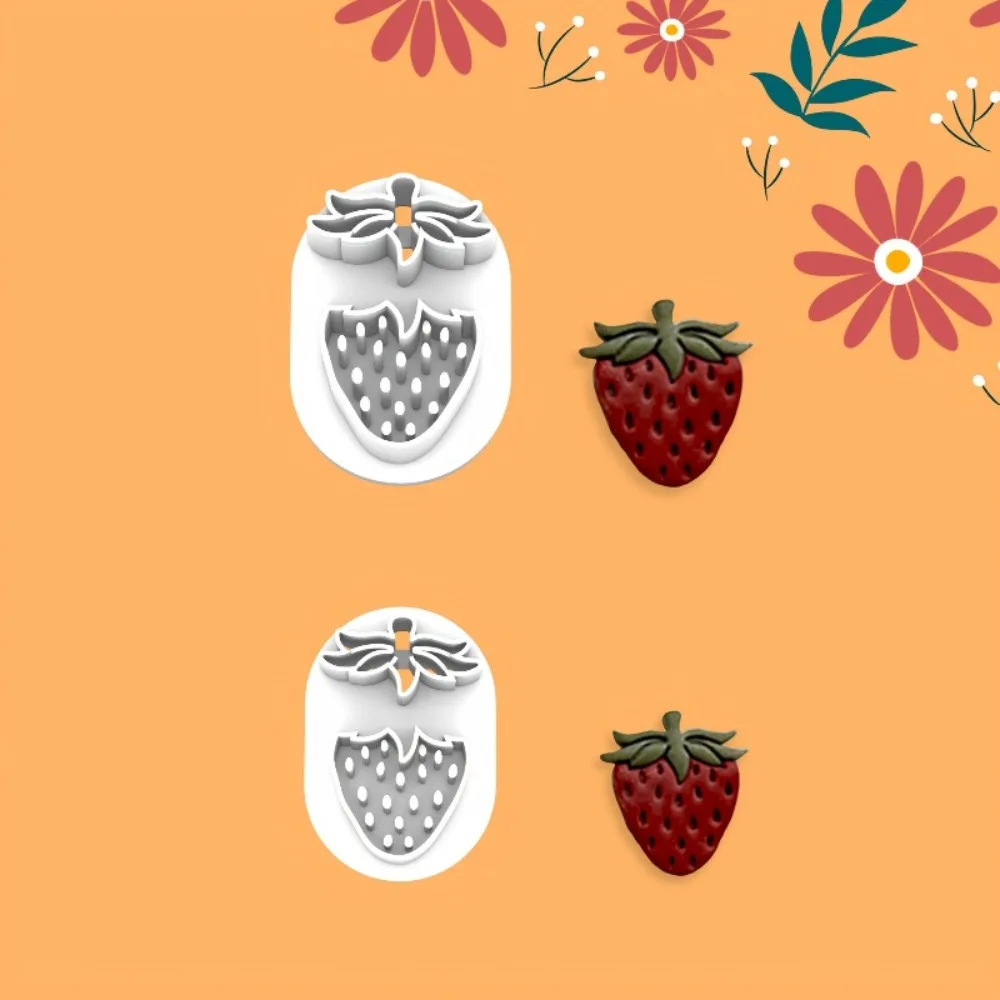 2Pcs Strawberry Polymer Clay Cutters Hollow Berry & Leaf Molds for Boho DIY  Handmade Earrings Necklaces & Keychains  Crafts - view 5