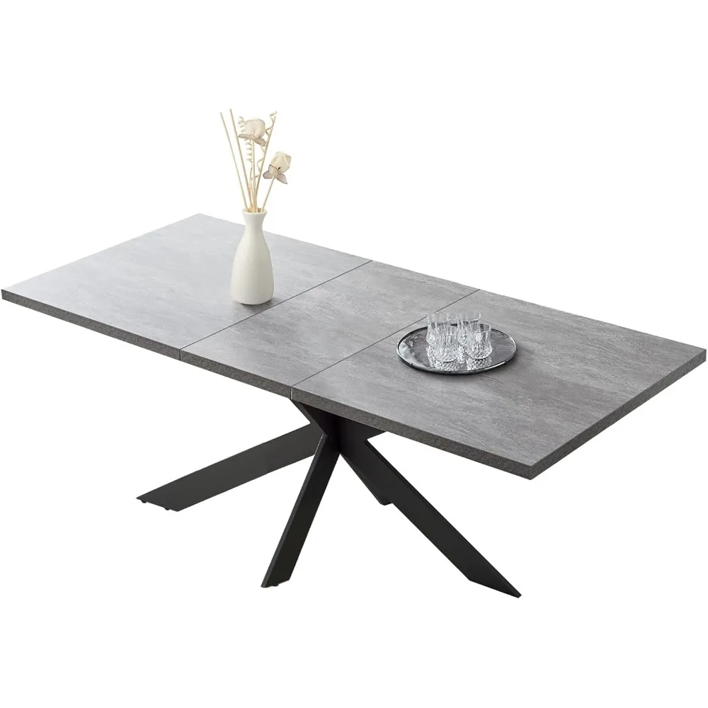 

Modern Dining Table Table Set for 6-8 Person for Dining Room, Kitchen Table Set with Steel Legs