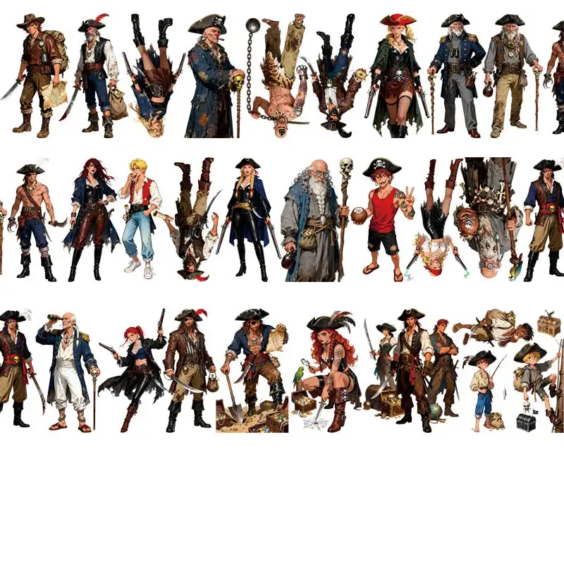 Pet Tape Journal Pirate Character Collage Decoration Card Landscaping Character Collage Decoration
