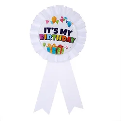 White It's My Birthday Badge Decoration Item Gold Badge Badge Birthday Party