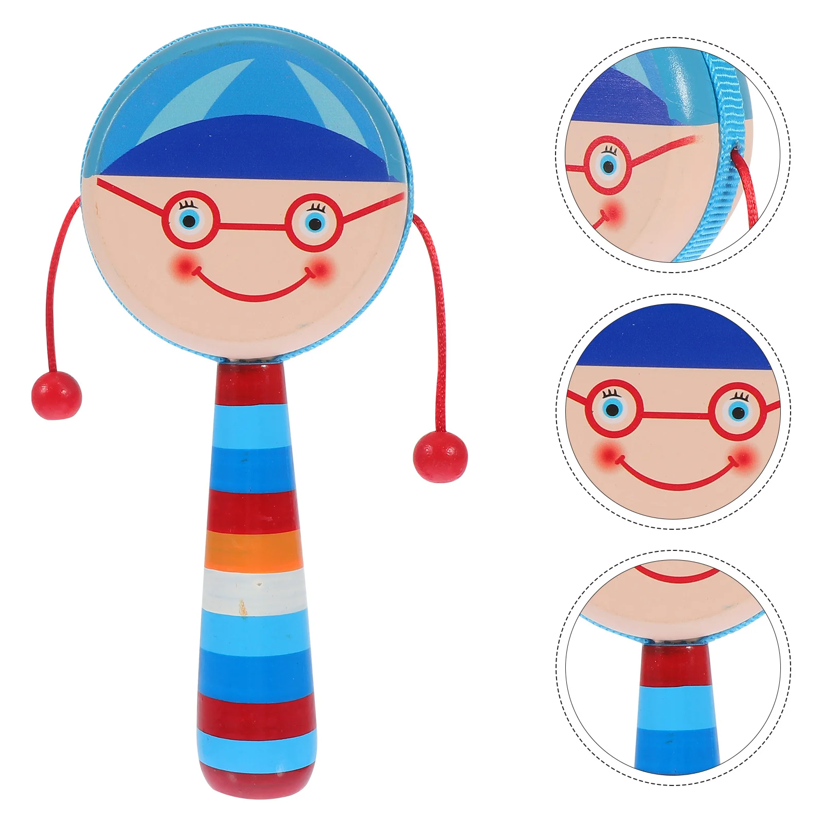 

1Pcs Wooden Cartoon -Drum Infant Shaking Hand-Cranking Musical Educational Plaything Baby Gift -Drum