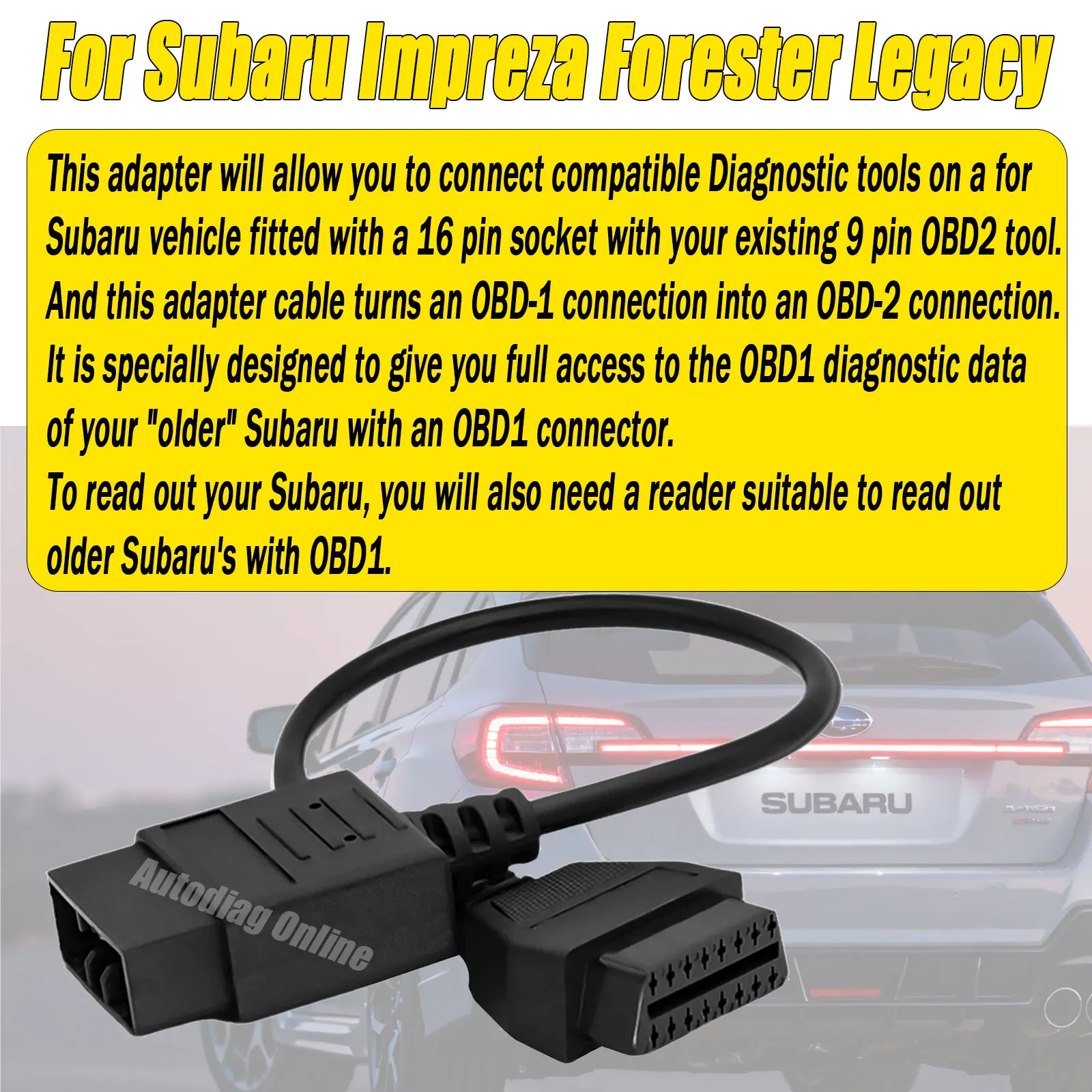 OBD2 Diagnostic Cable For Subaru 9pin OBD2 Adapter Connector for Subaru Impreza Forester Legacy OBD2 Diagnostic Adapter Cable