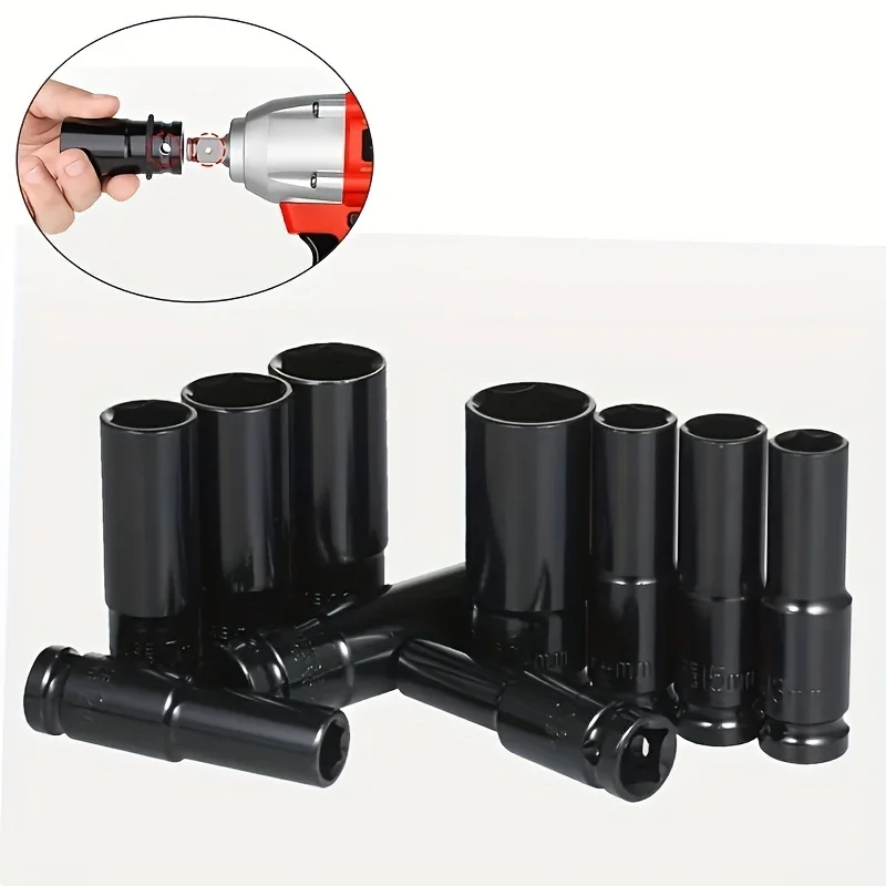 

1/2 Electric Wrench Socket Set Extended Hexagonal Air Cannon Socket Head Large Flying Wrench Screw Nut