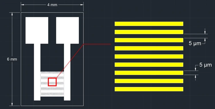Керамический вилочный электрод 300UM, конденсаторная матрица, биосенсорный чип для влажности газа