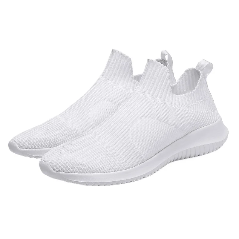 Men Super Light Breathable Stretch Socks Sneakers Slip On Tenis Masculino Black Solid White Fashion Knitting Casual Shoes Zapato