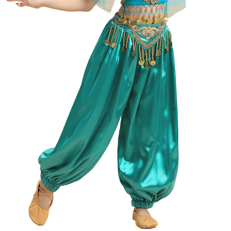 هالوين الاطفال العربية تأثيري الأميرة الغريبة العرقية الياسمين زي الرقص الشرقي الهندي ساري بوليوود فانوس بنطال ذو قصة أرجل واسعة #4