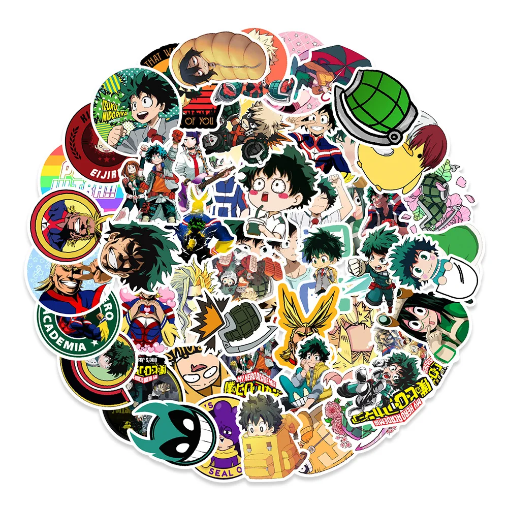 100PCS Pegatinas Impermeables de Anime Japonés My Hero Academia, Creativas y Modernas para Refrigerador, Guitarra, Taza, Patineta, Decorativas