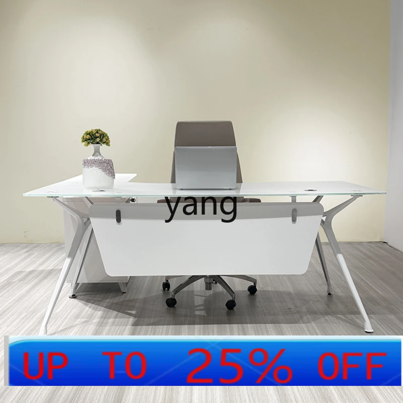 CX  simple table tempered glass high-end manager desk office combination