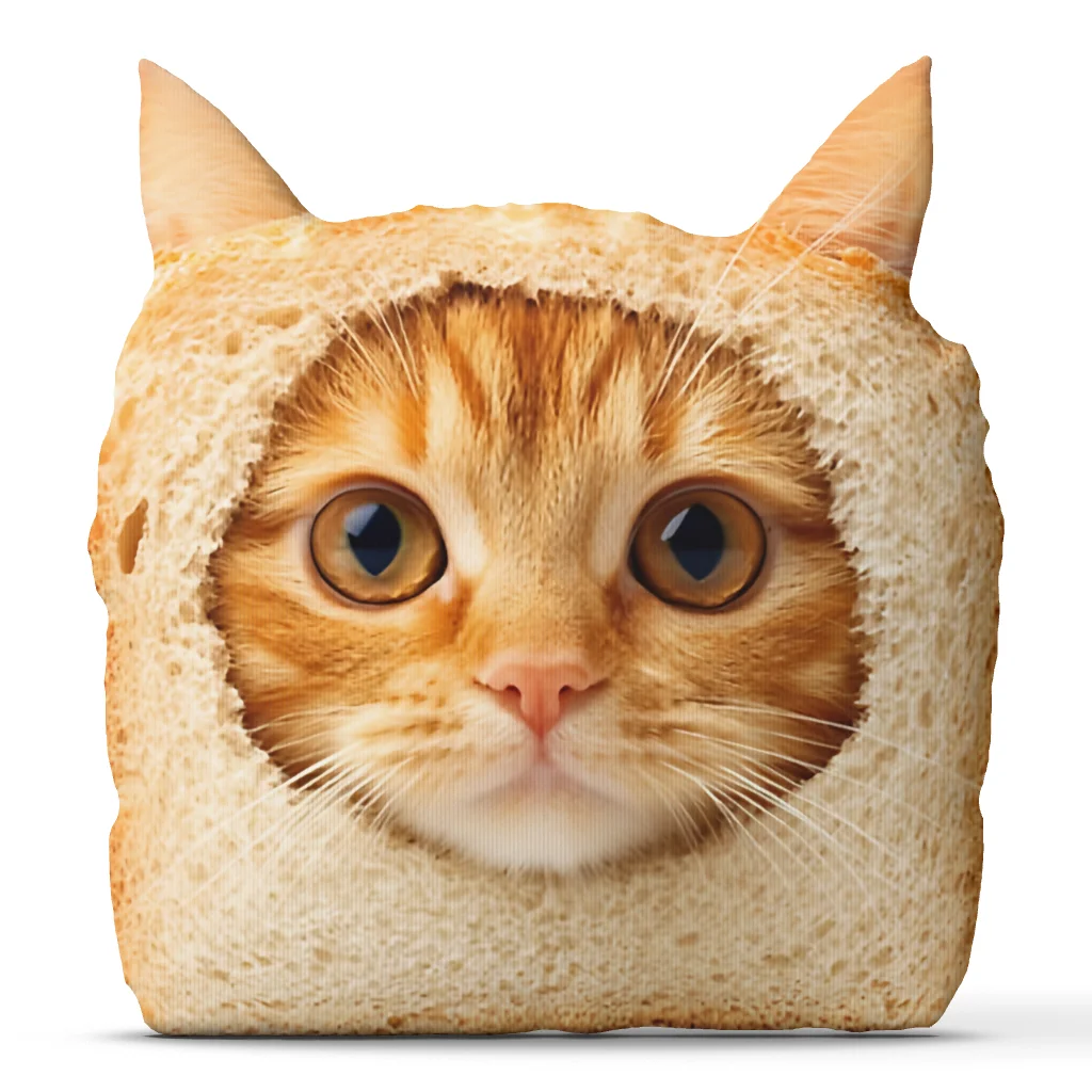 Cat Slice Of Bread Face meme Plush Pillow Cushion Irregular Stuffed Throw Pillow Home Decor Gift Sofa Bed Couch