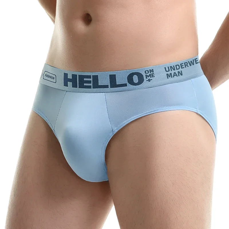 

5pc Men's ice silk underwear printed letters trend briefs plus size fat man quick dry breathable sports boys underpants