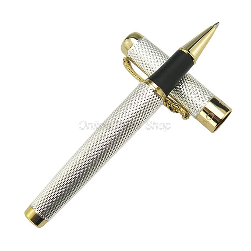 Jinhao 1200 High Grade Roller Ball Pen Beautiful Ripple With Dragon Clip Silver Metal Carving Ink Pen Writing Ink Pen JR001