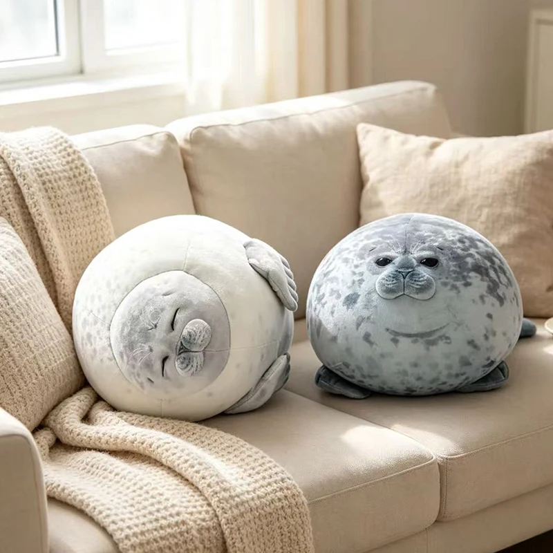 2026 Angry Happy Blob Seal Pillow Chubby 3D Novelty Sea Lion Plush Stuffed Toy Baby Sleeping Throw Pillow Gifts for  Girls