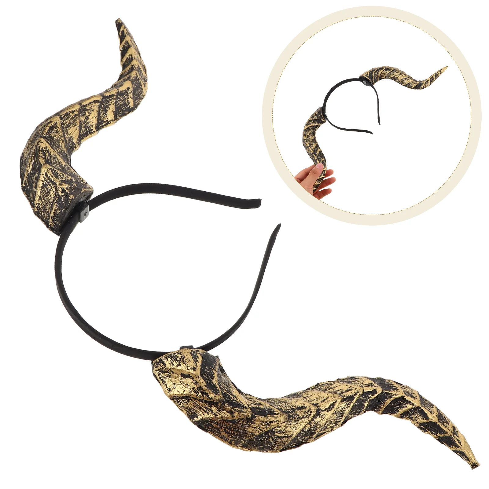 

Halloween Horns Headband Gothic Style Detachable Costume Accessory Comfortable Party Carnival Cosplay Horned Hair Hoop