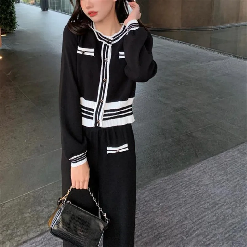 2024 Autumn and Winter New Small Fragrant Style Casual Set Women's Fried Street Wide Leg Pants Two Piece Set