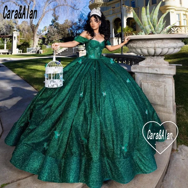 Sparkle Sweetheart Sequin Quincenara Dresses Off Shoulder Ball Gown Prom Dress Vestidos De 15 Años Quinceañeras 2025 Customized