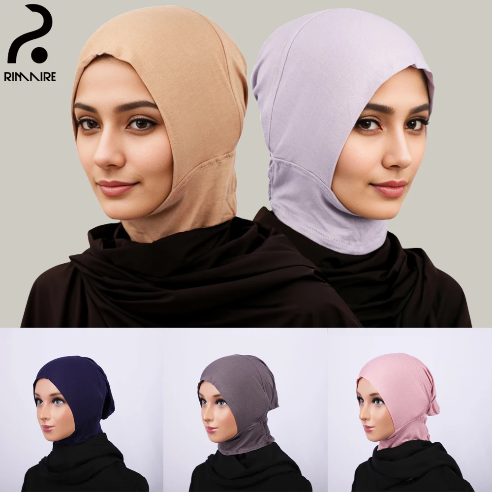 

Islam Women's Inner Caps Classic Soft Muslim Hijab Hats High Quality Head Cover Hat Ladies Breathable Headband Hijabs RIMAIRE