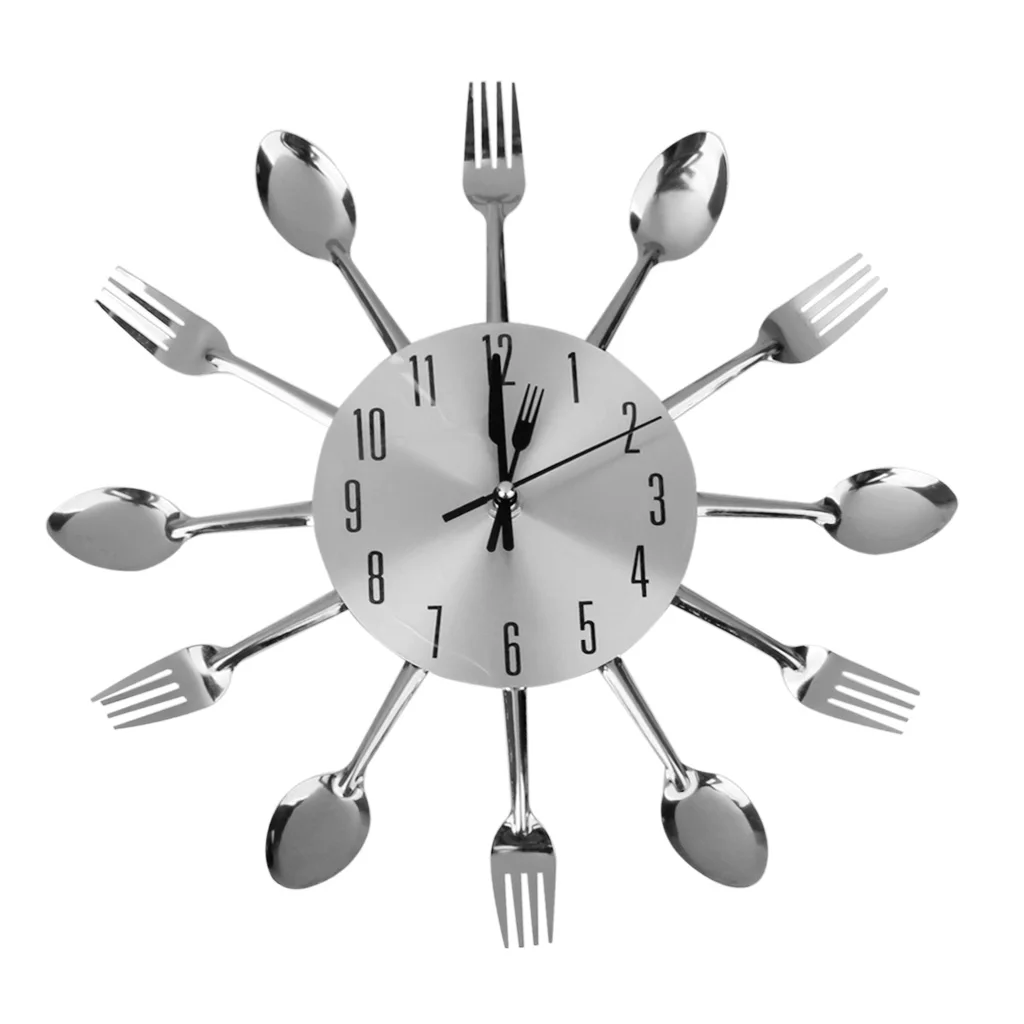 Christmas Cutlery Utensil Wall Clock Spoon Fork Hand Pointer Timer Display Decor